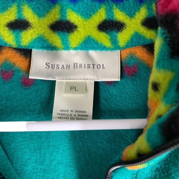 Susan Bristol Aztec Colorful Fleece Vest Women Large Petite - Picture 3 of 6